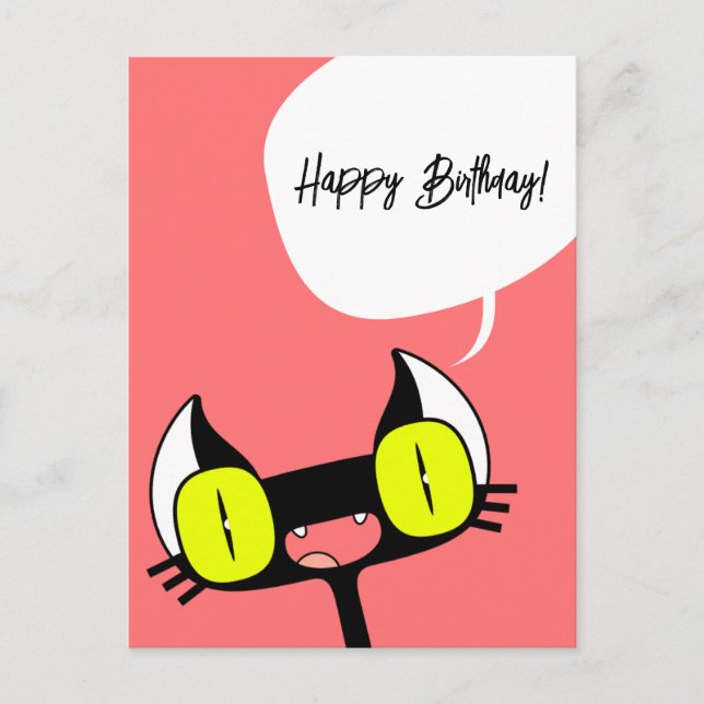 Tarjeta de cumpleaños para un Chica con un gatito  (Anverso)