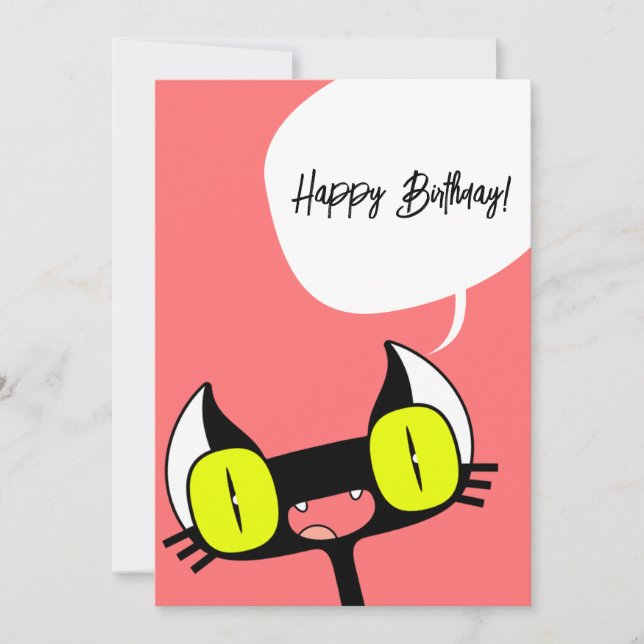 Tarjeta de cumpleaños para un Chica con un gatito  (Anverso)