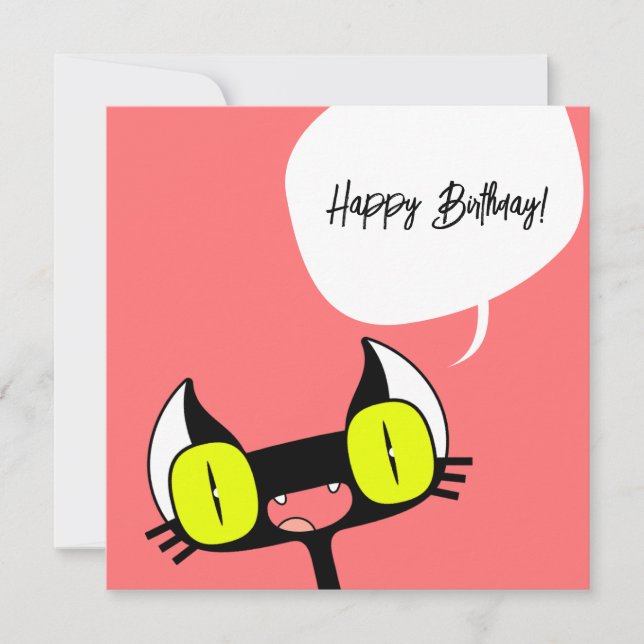 Tarjeta de cumpleaños para un Chica con un gatito  (Anverso)