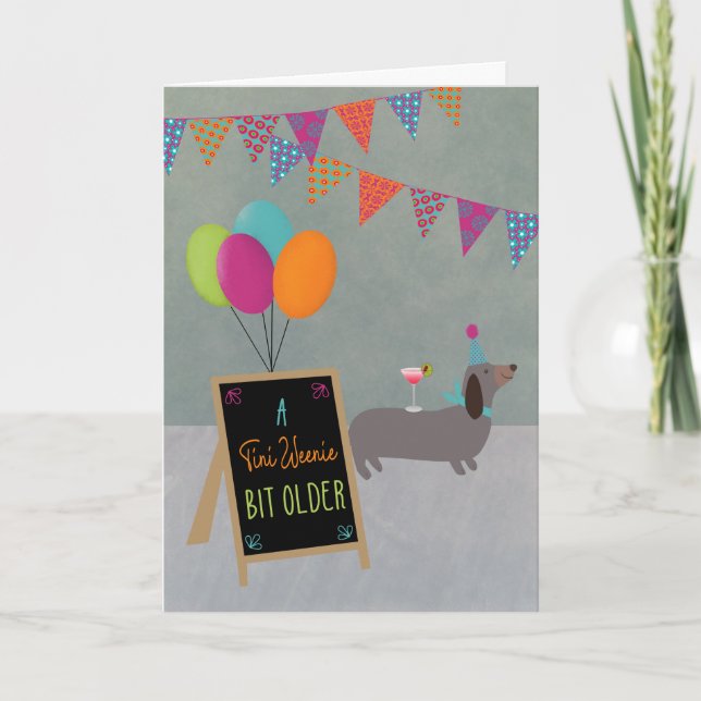 Tarjeta de cumpleaños para un dachshund un poquito (Anverso)