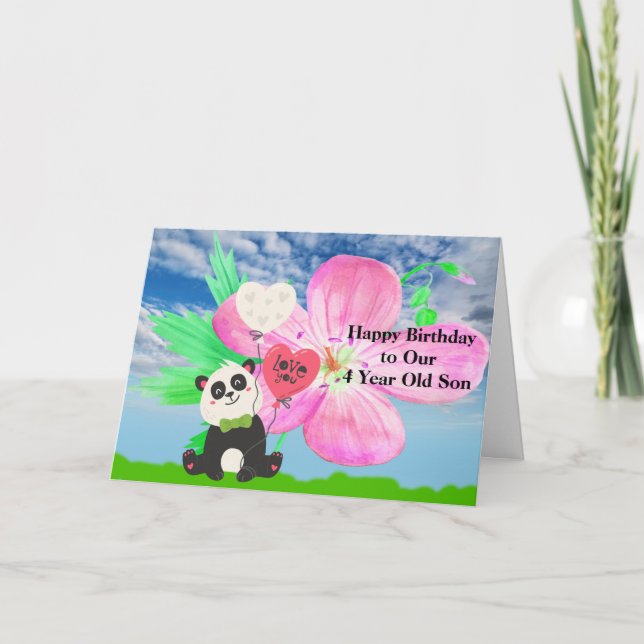 Tarjeta de cumpleaños para un hijo de 4 años con P (Anverso)