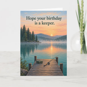 Tarjeta de cumpleaños para un lago de pesca inolvi