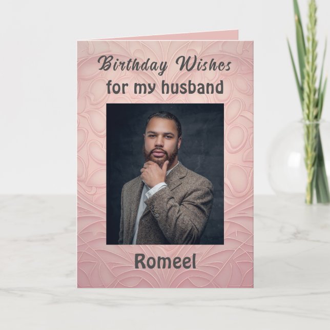 Tarjeta de cumpleaños para un marido de clase mode (Anverso)