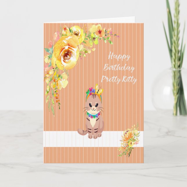 Tarjeta de cumpleaños para un Naranja gatito y ama (Anverso)