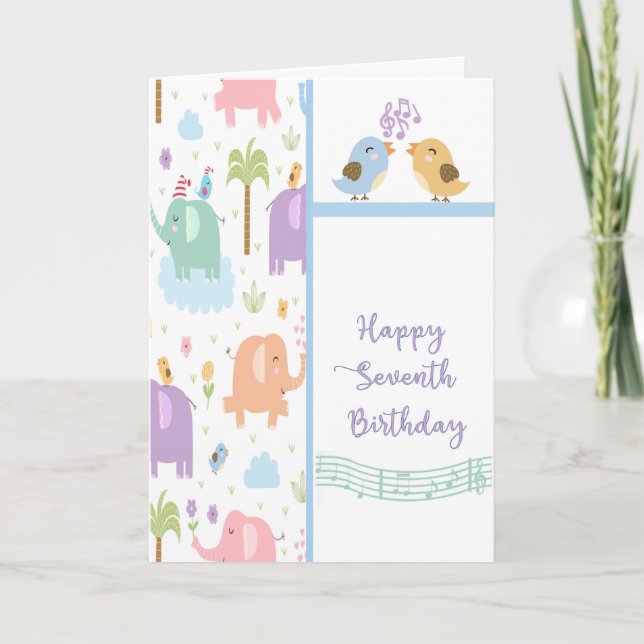 Tarjeta de cumpleaños para un niño de siete años (Anverso)