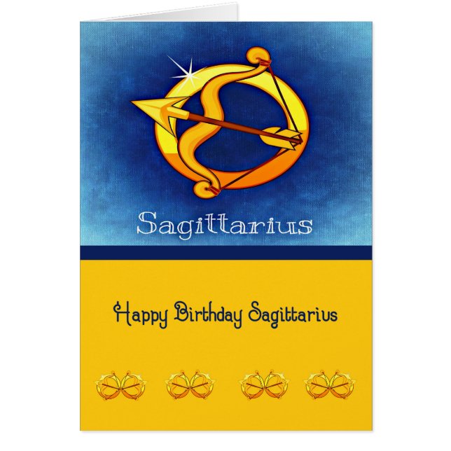 Tarjeta de cumpleaños para un sagitario con flecha (Frente)