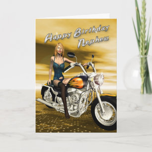 Tarjeta de cumpleaños para un sobrino con moto