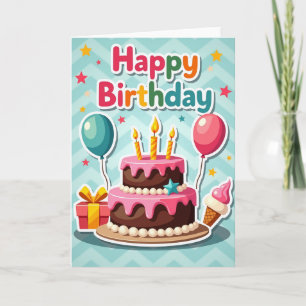 Tarjeta de cumpleaños para una fiesta colorida