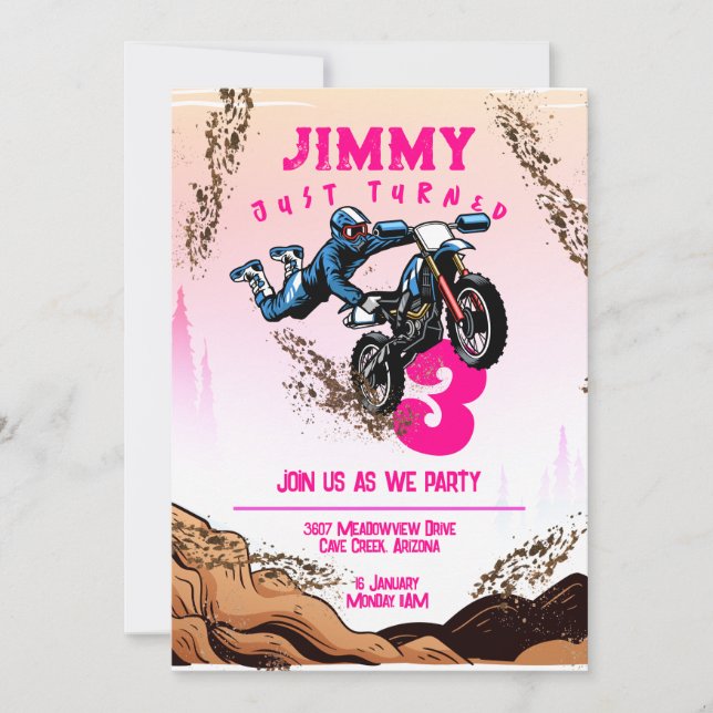 Tarjeta de cumpleaños para una fiesta de bicicleta (Anverso)