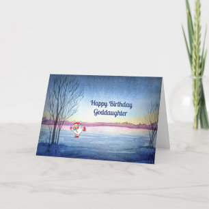 Tarjeta de cumpleaños para una hijastra con Snowma