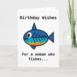 Tarjeta de cumpleaños para una mujer que pesca el