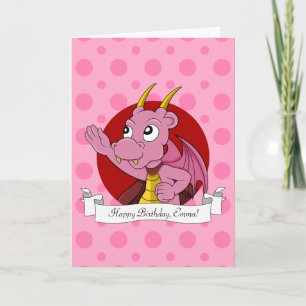 Tarjeta de cumpleaños para una niña con dragón de