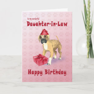 Tarjeta de cumpleaños para una nuera con un cachor