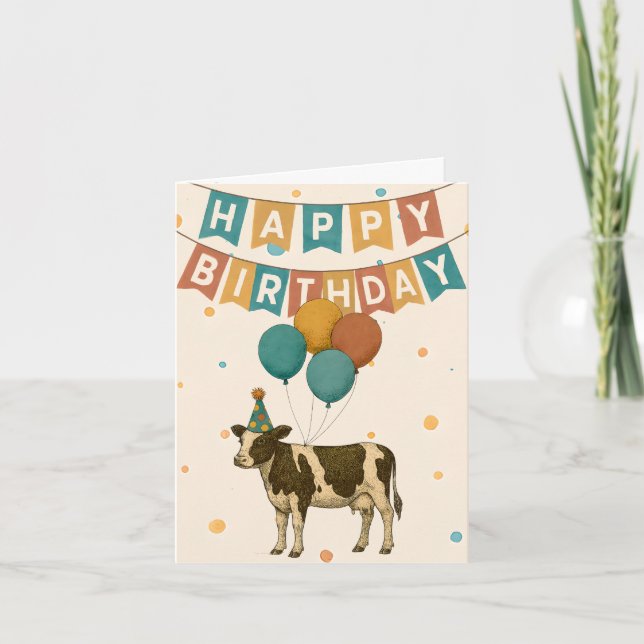 Tarjeta de cumpleaños para vacas - Animal divertid (Anverso)