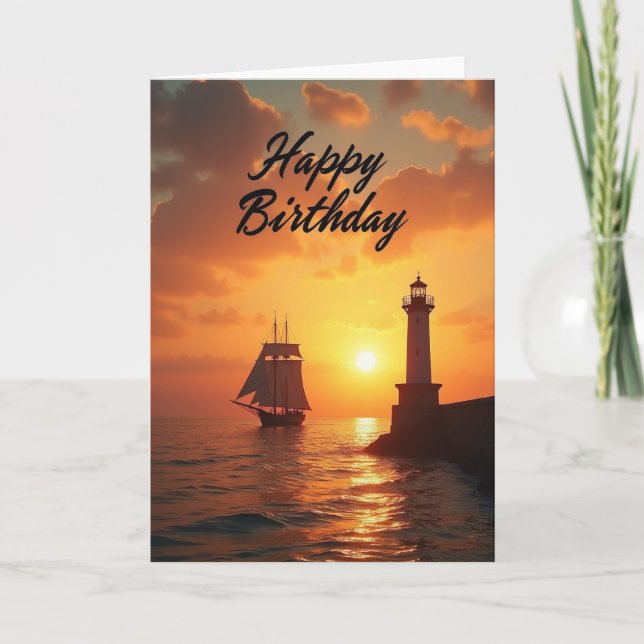 Tarjeta de cumpleaños para vela al atardecer (Anverso)