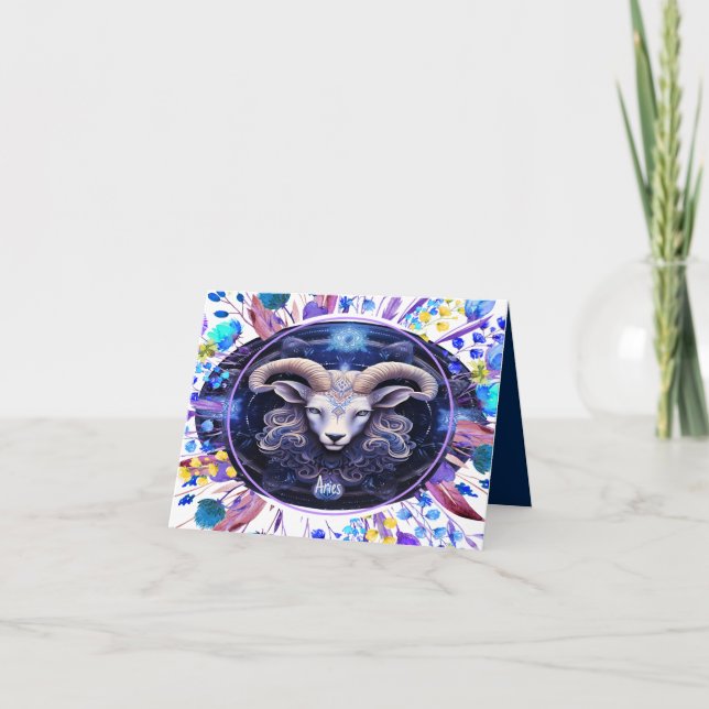 Tarjeta de cumpleaños para Zodiac Aries 3/21 a 4/1 (Anverso)