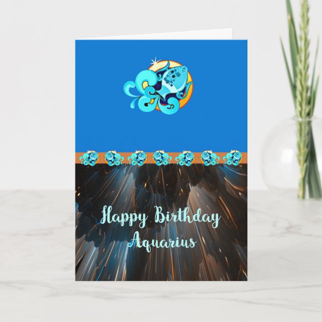 Tarjeta de cumpleaños para Zodíaco Acuario (Anverso)