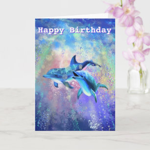 Tarjeta de cumpleaños Pareja de delfines - Tu text