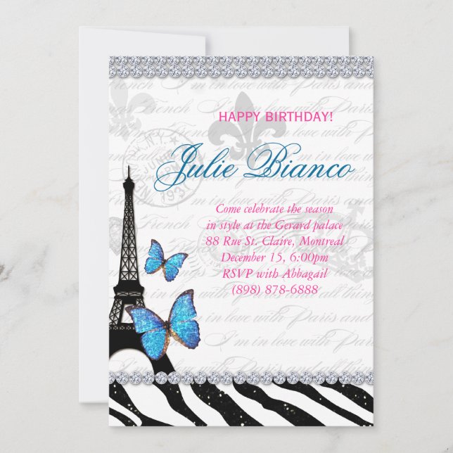 Tarjeta de cumpleaños París tarjeta Torre Eiffel M (Anverso)
