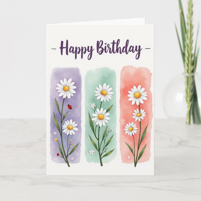 Tarjeta de cumpleaños Pastel Daisy (Anverso)