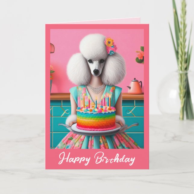Tarjeta de cumpleaños | Pastel de caniche de cumpl (Anverso)