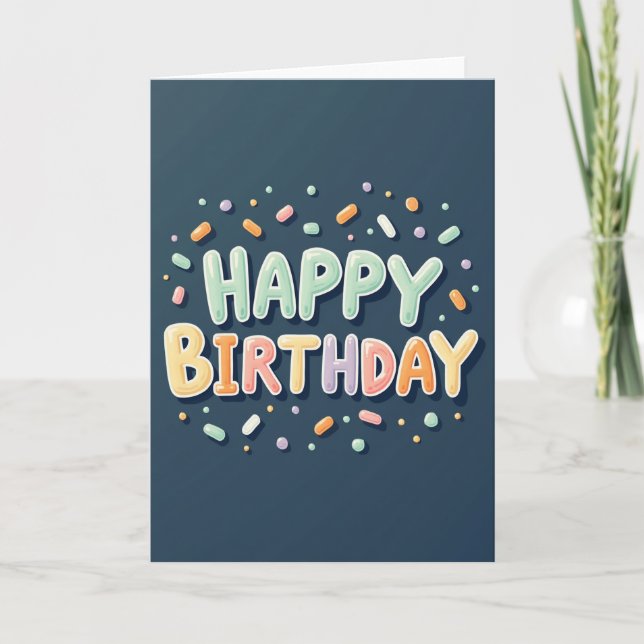 Tarjeta de cumpleaños pastel juguetona (Anverso)