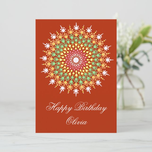 Tarjeta de cumpleaños Pastel Mandala (Anverso de pie)