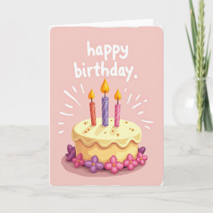 Tarjeta de cumpleaños pastel rosa