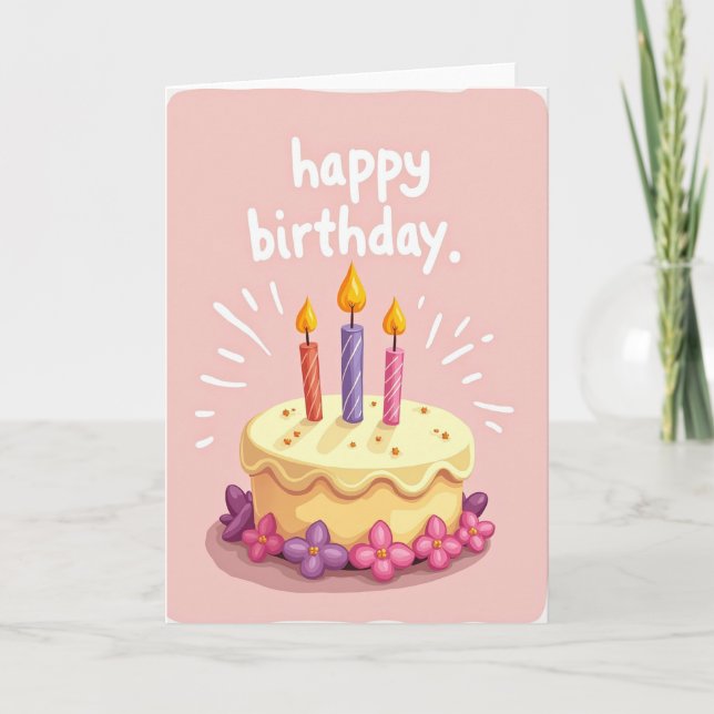 Tarjeta de cumpleaños pastel rosa (Anverso)