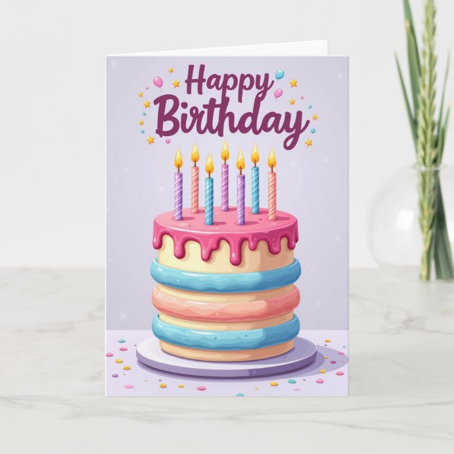 Tarjeta de cumpleaños Pastel Star (Anverso)