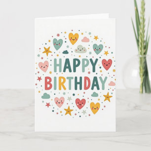 Tarjeta de cumpleaños Pastel Stars