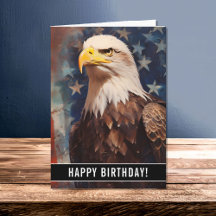 Tarjeta de cumpleaños Patriotic Bald Eagle Portrai