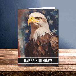 Tarjeta de cumpleaños Patriotic Bald Eagle Portrai