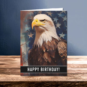 Tarjeta de cumpleaños Patriotic Bald Eagle Portrai