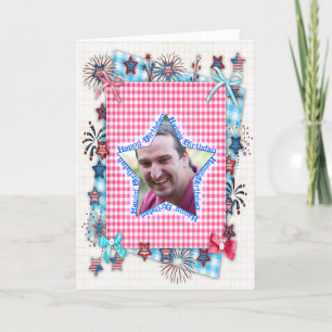 Tarjeta de cumpleaños patriótica con foto