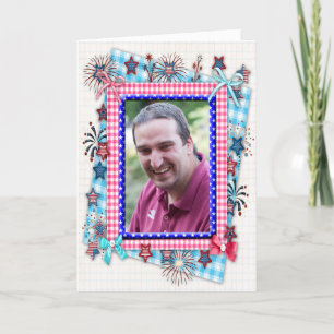 Tarjeta de cumpleaños patriótica con la foto