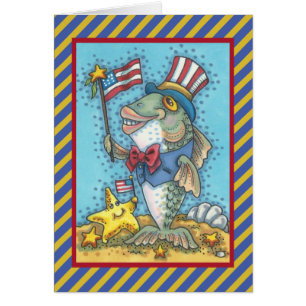 TARJETA DE CUMPLEAÑOS PATRIÓTICA DE PESCADO DEL 4 