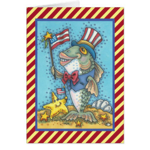 TARJETA DE CUMPLEAÑOS PATRIÓTICA DE PESCADO DEL 4 