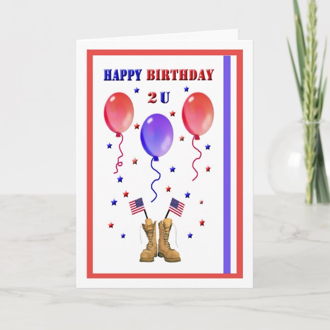 Tarjeta de cumpleaños patriótica militar (Anverso)