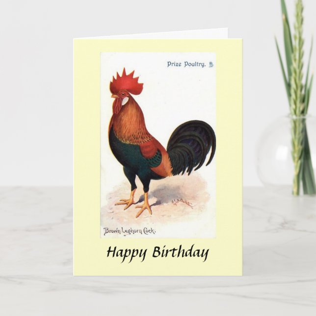Tarjeta de Cumpleaños - Pavo de Leghorn Marrón (Anverso)