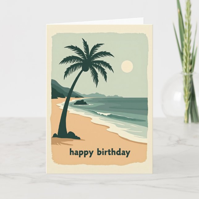 Tarjeta de cumpleaños Peaceful Birthday Palm Beach (Anverso)