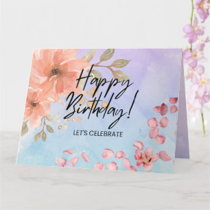 Tarjeta de cumpleaños Peach and Purple Blossoms