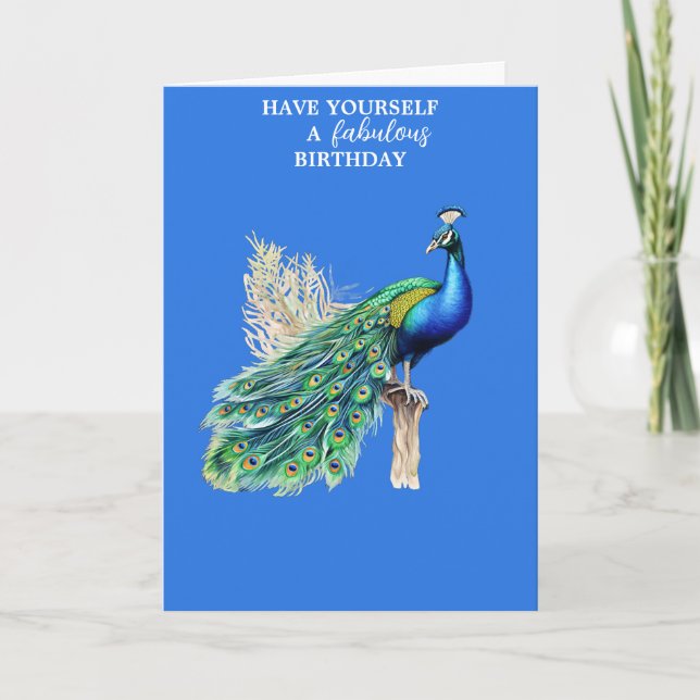 Tarjeta de cumpleaños Peacock, ten un cumpleaños f (Anverso)