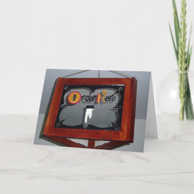 Tarjeta de cumpleaños "Pedido Aquí" (Anverso)