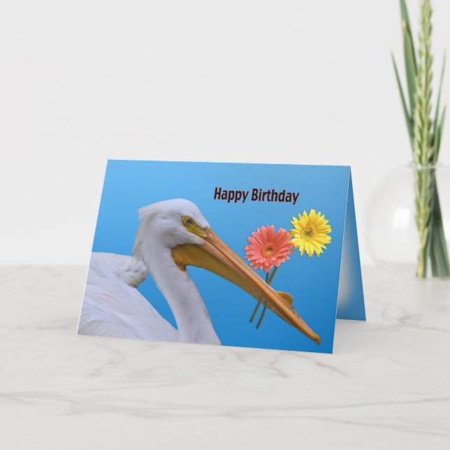 Tarjeta de cumpleaños Pelican White American (Anverso)
