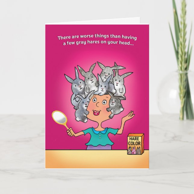 TARJETA DE CUMPLEAÑOS, PELO GRIS CONTRA NINGÚN (Anverso)
