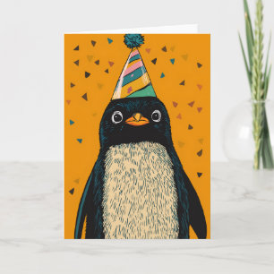 Tarjeta de cumpleaños Penguin fiesta