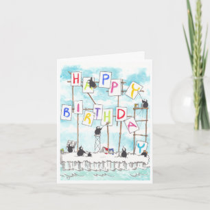 Tarjeta de cumpleaños Penguin Painters