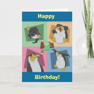 Tarjeta de cumpleaños Penguin Squares