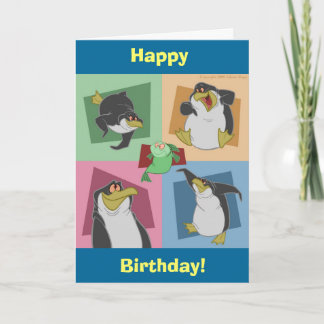 Tarjeta de cumpleaños Penguin Squares